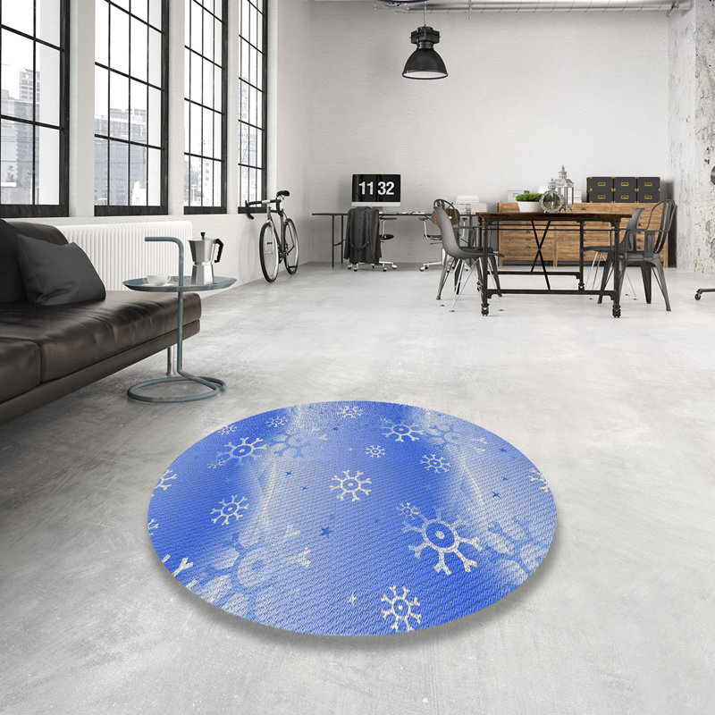 Tapis de zone bleue à motifs, Rond 6 pi