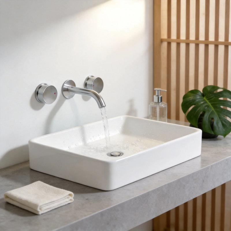 APRESSHUI 16'' Ceramic Rectangular Bathroom Sink, White