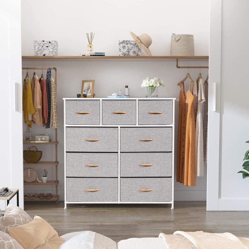 Barley 100cm W 9 - Drawer Chest of Drawers, Snow Grey