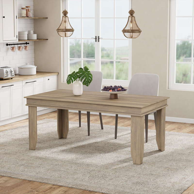Table de salle à manger Farmhouse pour 4 à 6 personnes, table de cuisine longue de 63 po avec cadre en bois robuste, table de salle à manger rectangulaire pour la cuisine et la salle à manger