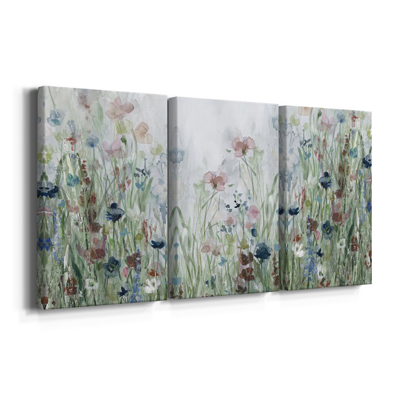 " Wildflower Fields " 3 - Pieces, 36" H x 72" W x 1" D