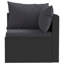 Ensemble de causeuse modulaire d'extérieur 2 pièces, coussins noirs, rotin poly, acier