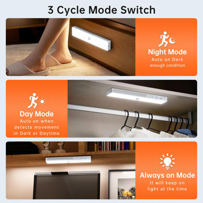 Lumière DEL pour garde-robe avec station de charge, 6 lumières de capteur de mouvement rechargeables sous l'armoire, 30 DEL, blanc froid