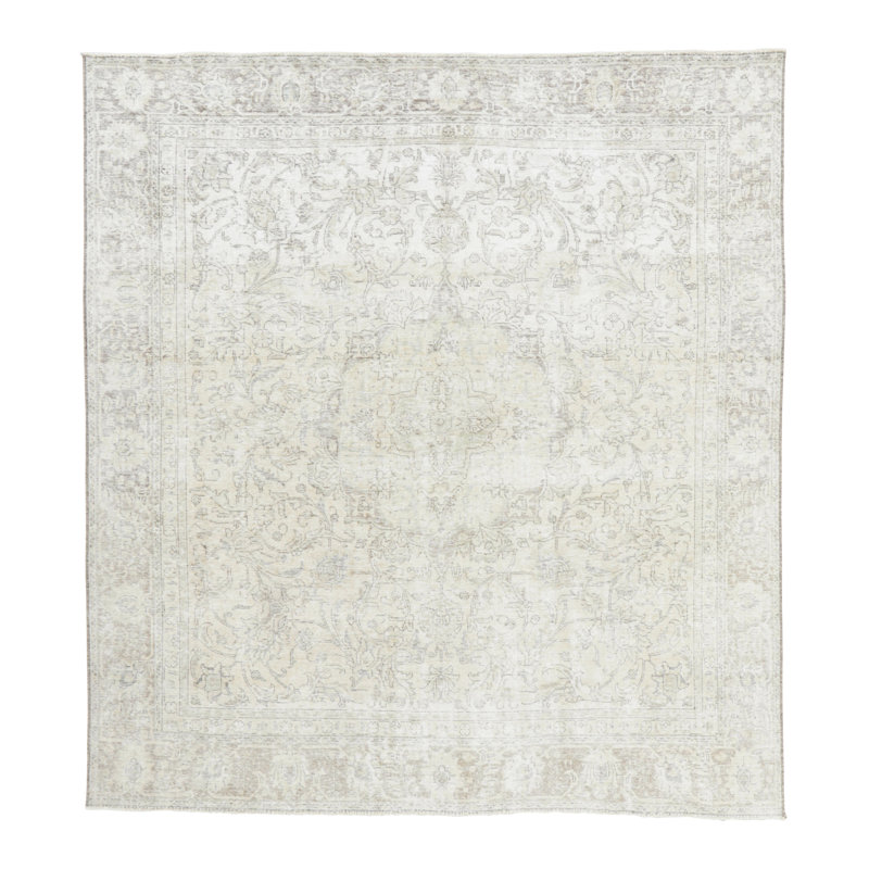 Distressed One-of-a-Kind 9'2X10'1 Hand Knotted Area Rug