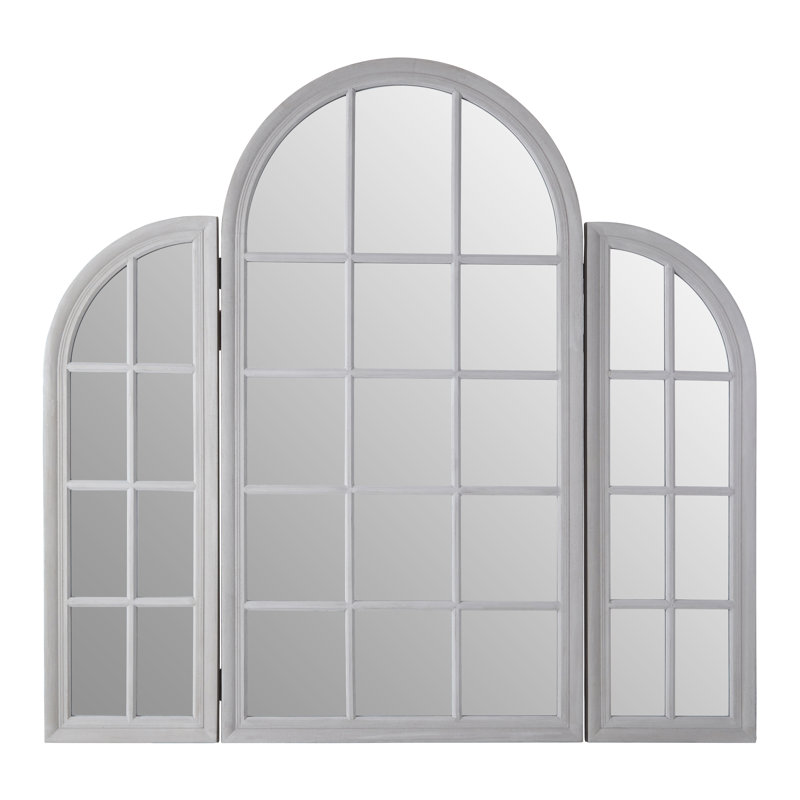 Estella Solid Wood Flat Wall Mirror, Grey