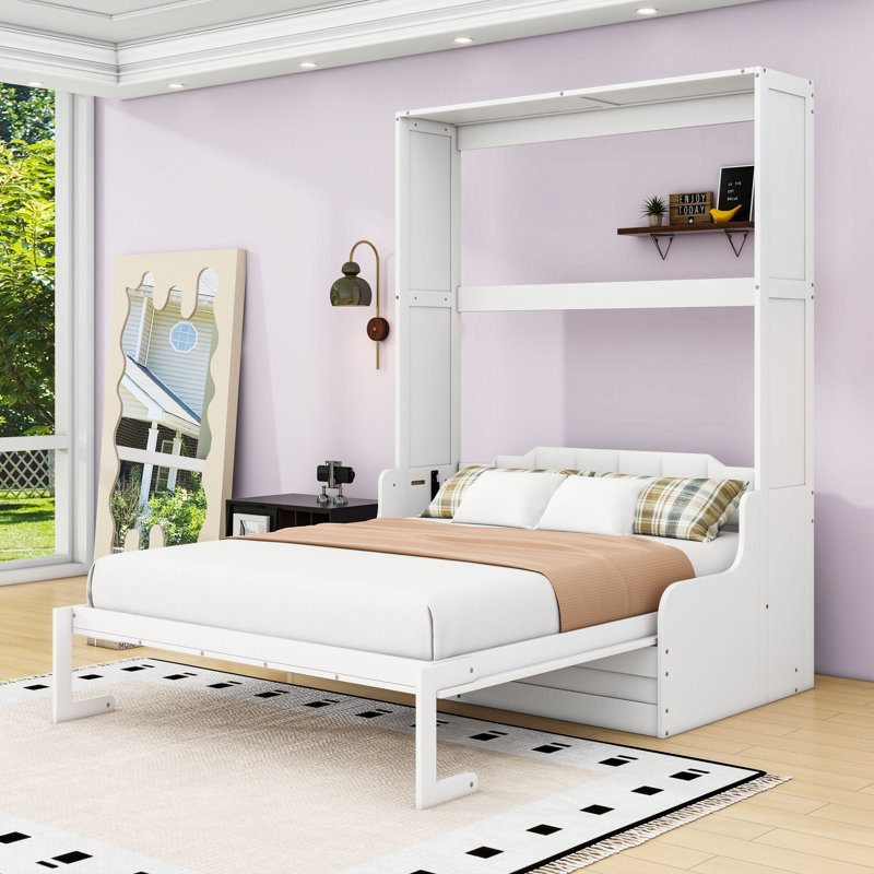 Grand lit escamotable avec coussin, Blanc
