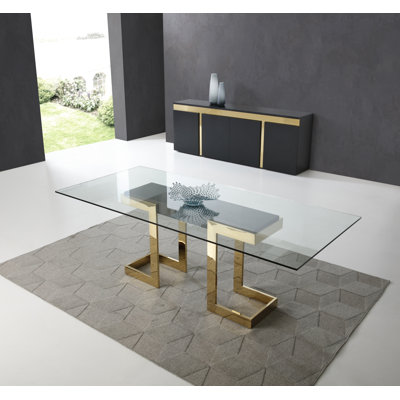 Rudolfine Glass Top Metal Base Dining Table
