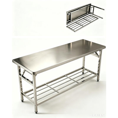 Table de préparation pliante en acier inoxydable certifiée NSF, capacité de 417 kg (920 lb), avec étagère inférieure réglable, sans roulettes – Poste de travail commercial de 152 x 61 cm (60 x 24 po) pour restaurant, camion-restaurant, boulangerie (tube carré à deux couches, 4 crochets)