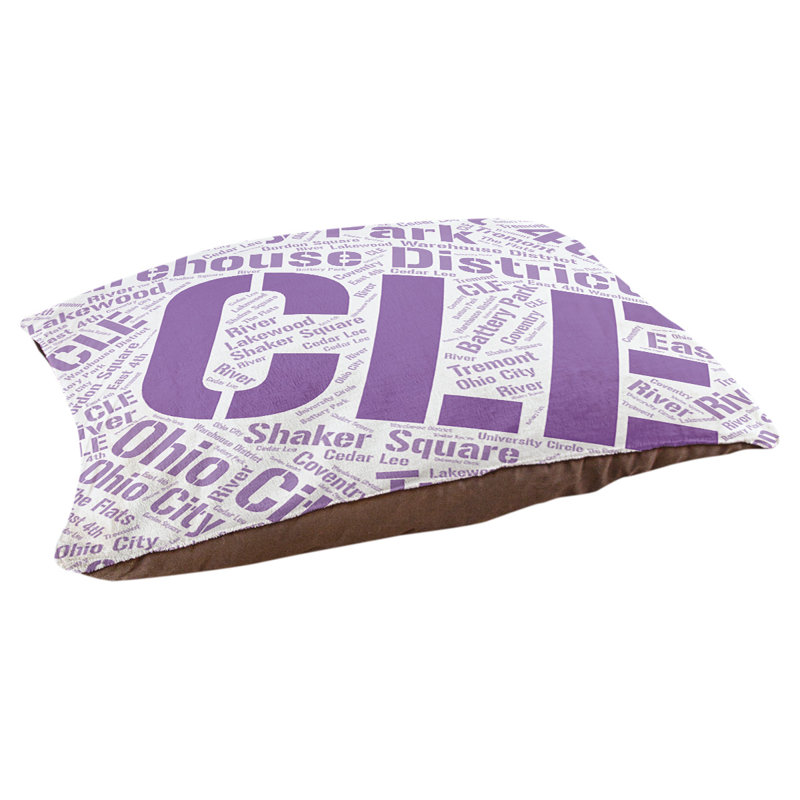 Coussin de chien « districts », Cleveland, Grand (l 40 po x P 30 po x H 14 po), Mauve