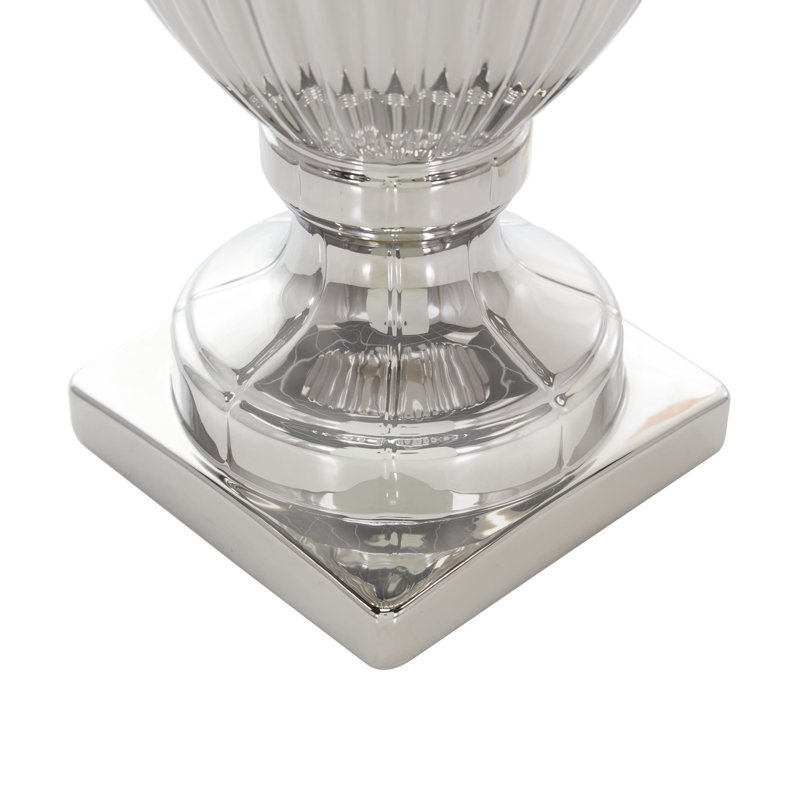 Grands pots décoratifs en céramique avec rainures, H 31,5 po x l 12 po x P 12 po, Argent