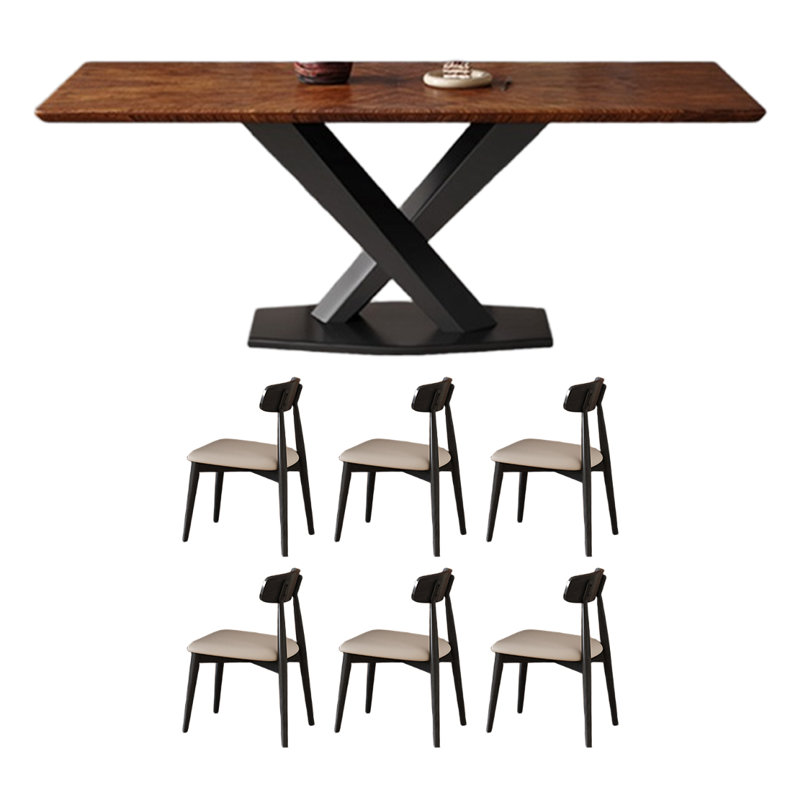 Table de salle à manger en bois de noyer noir, H 29,92 po x L 62,99 po x l 35,43 po