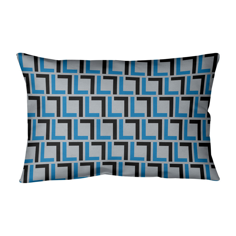 Housse de coussin rectangulaire et insert Detroit Football Luxury, Bleu Honolulu / noir / argent, Polyester sergé