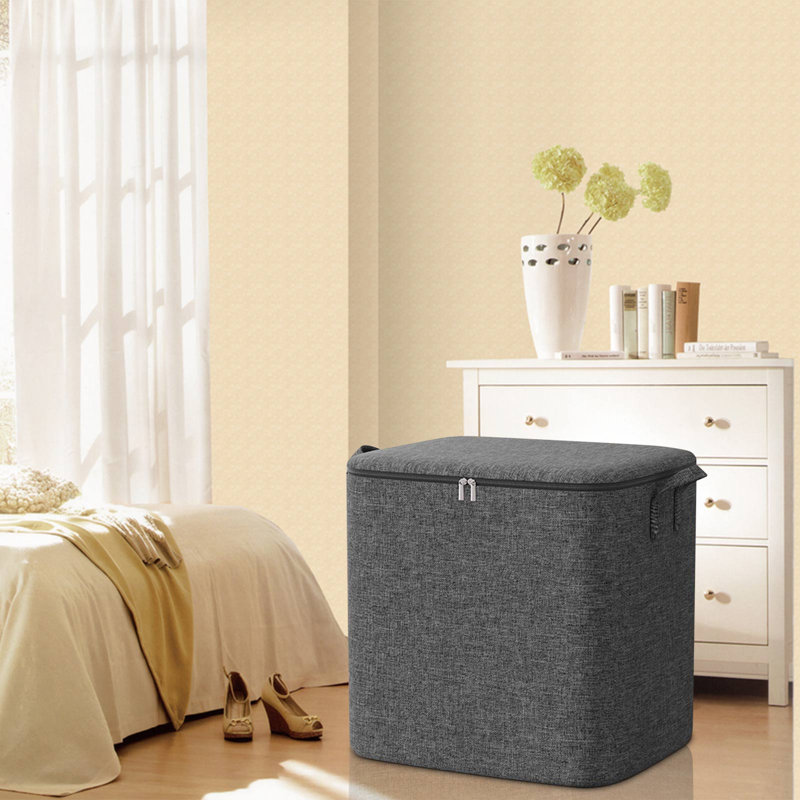  Storage Bins with Lids, Clothes Storage Basket Containers with Zippers and Reinforced Handles, Storage Bags Packing Moving Bags for Blanket, Comforter, Pillow, Bedding, Gray