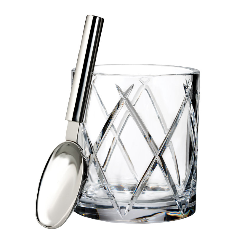 Polished Crystal Ice Bucket with Scoop, 48 oz