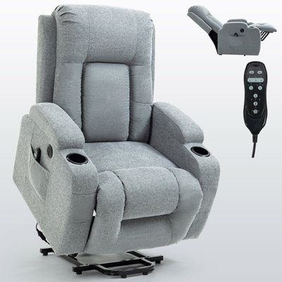 Upholstered Linen Blend Lift Assist Recliner