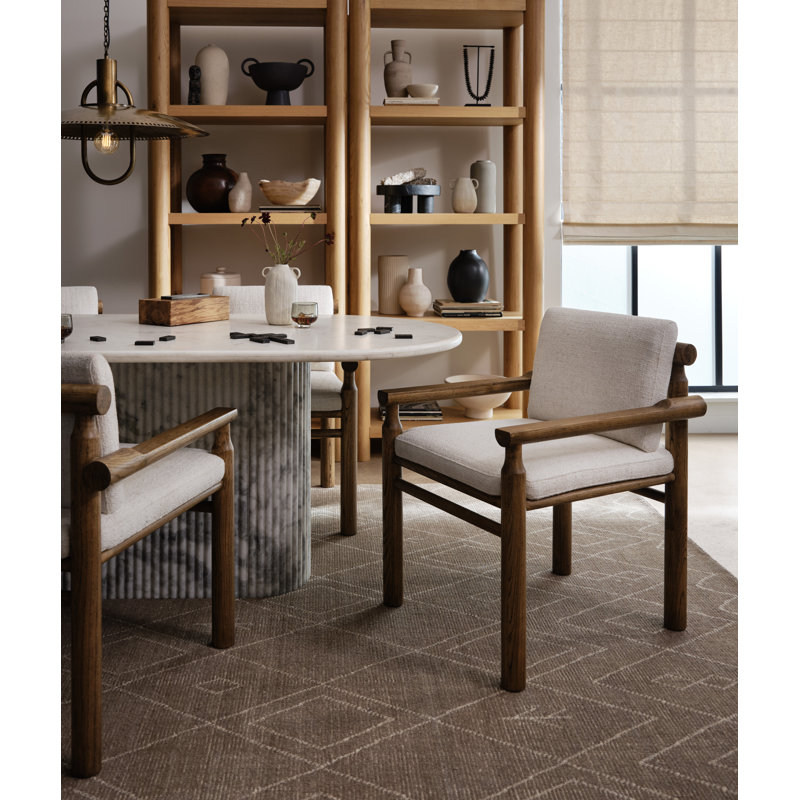 Oranda Oval Marble Dining Table, Polished White Marble/White Scalloped Marble