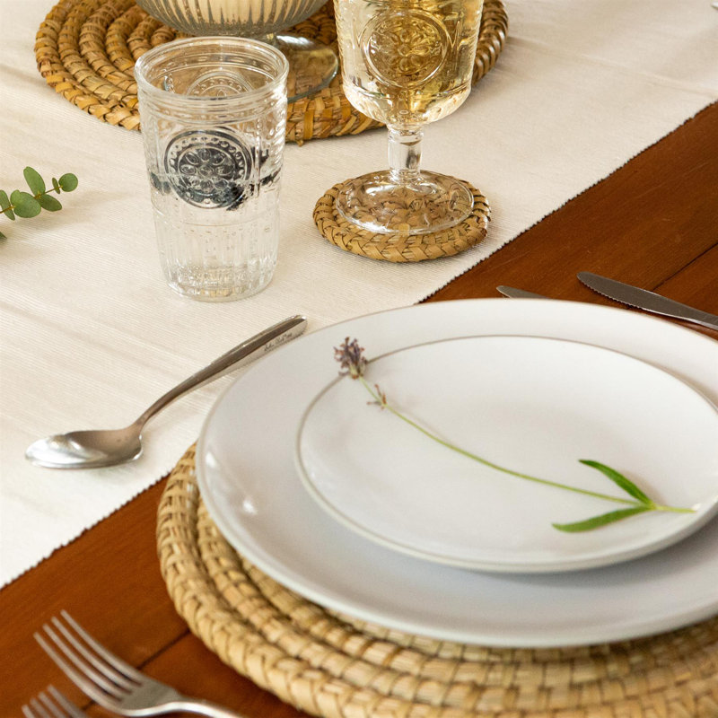Argon Tableware - 12 Piece Woven Palm Leaf Placemats & Coasters Set - 6x Placemats, 6x Coasters