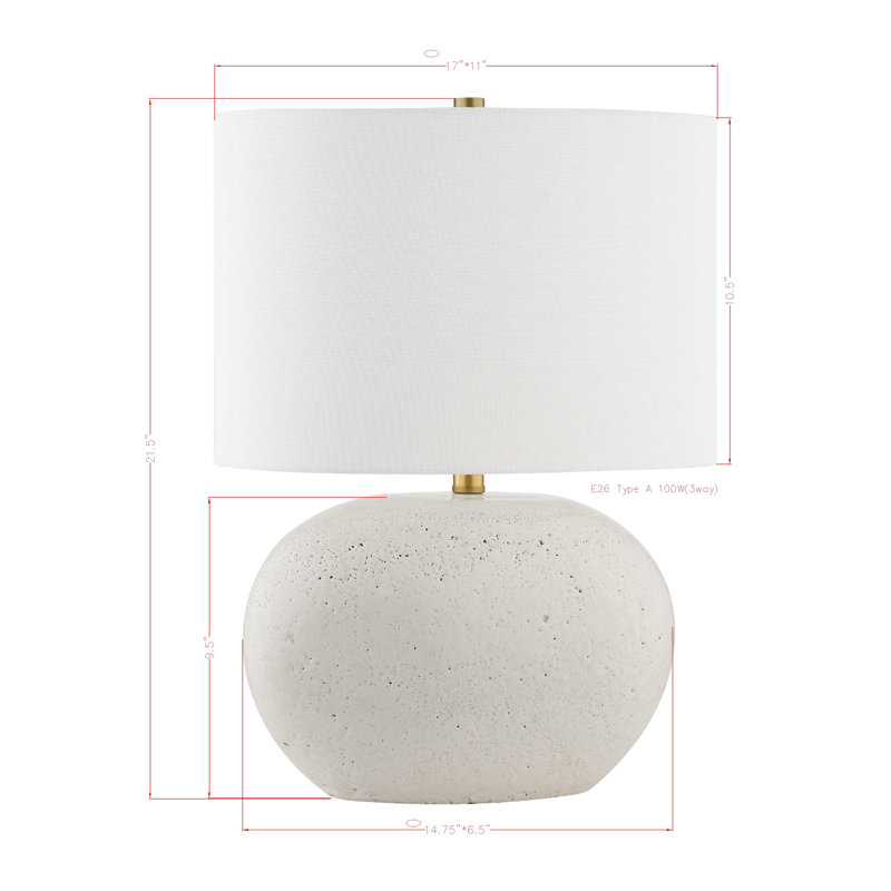 Lampe de table 23 po avec abat-jour en tissu Kathy, blanc / ivoire