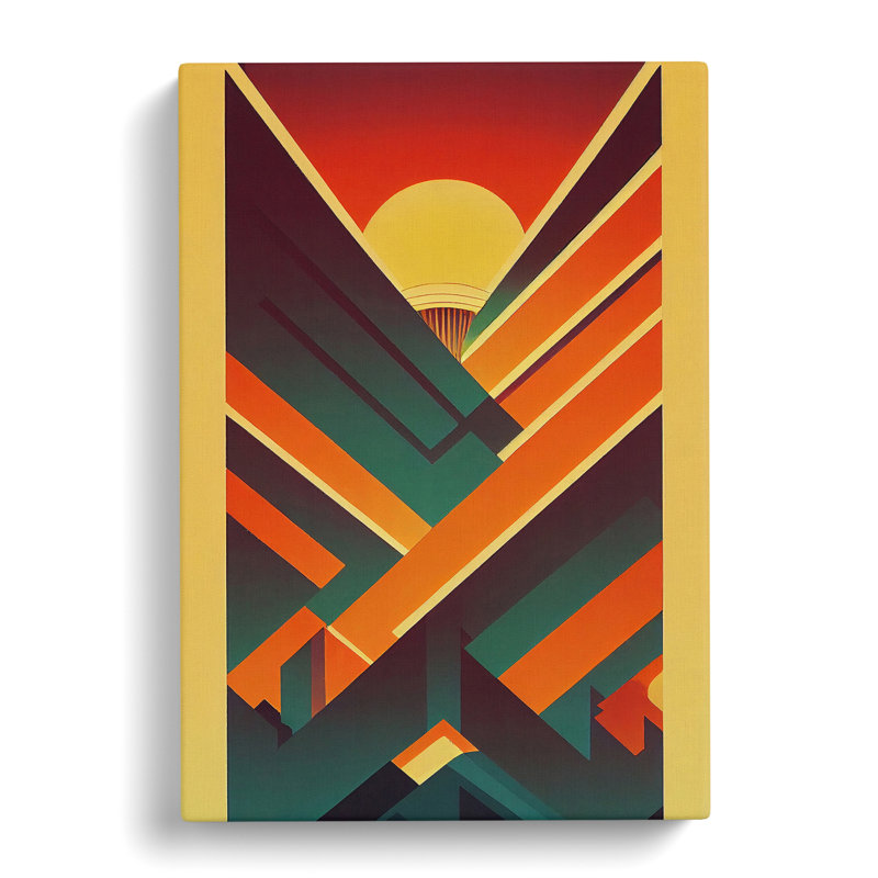 Art Deco Sunset No.5 - Wrapped Canvas Print, 50cm H x 35cm W x 3cm D