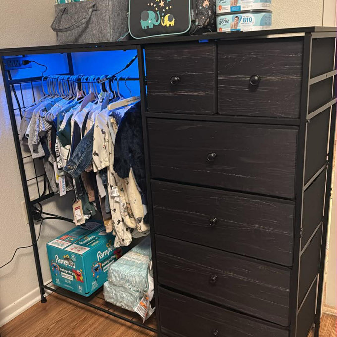 Wayfair Chest Drawer With Clothes Rail Wrought Studio Black Dresser With  Hanging Rack, Drawer Clothes