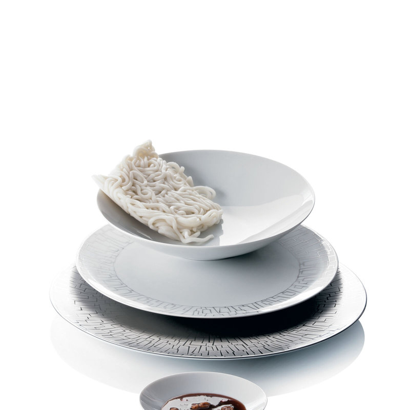TAC Porcelain Salad/Dessert Plate, White/Silver