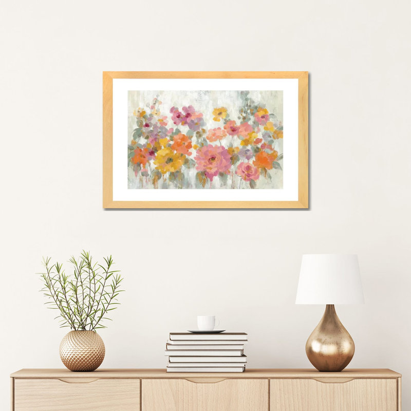 " Garden Fun " by Silvia Vassileva, Natural Wood Paper, White, 16" H x 24" W x 1" D