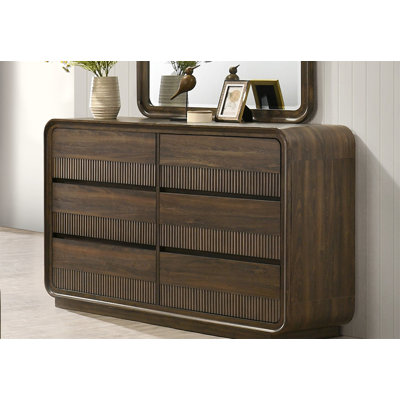 Mobilier de chambre à coucher en bois chaud à six tiroirs Mid-Century