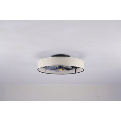 20"   Fabric Farmhouse 7 Pcs Blades Ceiling Fan With Remote Control, Quiet Dc Motor Ceiling Fan   For Living Room, Bedroom,Kitchen