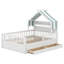 Lit maison avec lit gigogne et tiroirs de rangement, cadre de lit plateforme en bois avec tête de lit bibliothèque, garde-corps-1671269570