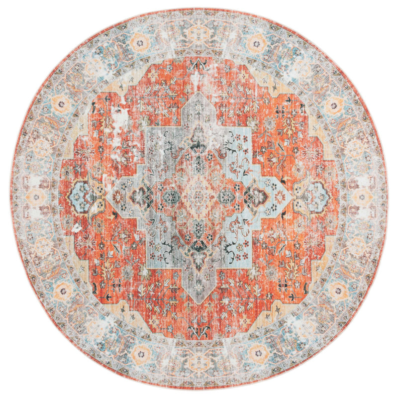 Rashab Performance Machine Washable Oriental Rug, Round 6'