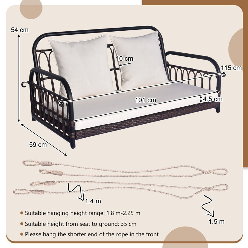 Amalina 2 Person Porch Swing, White