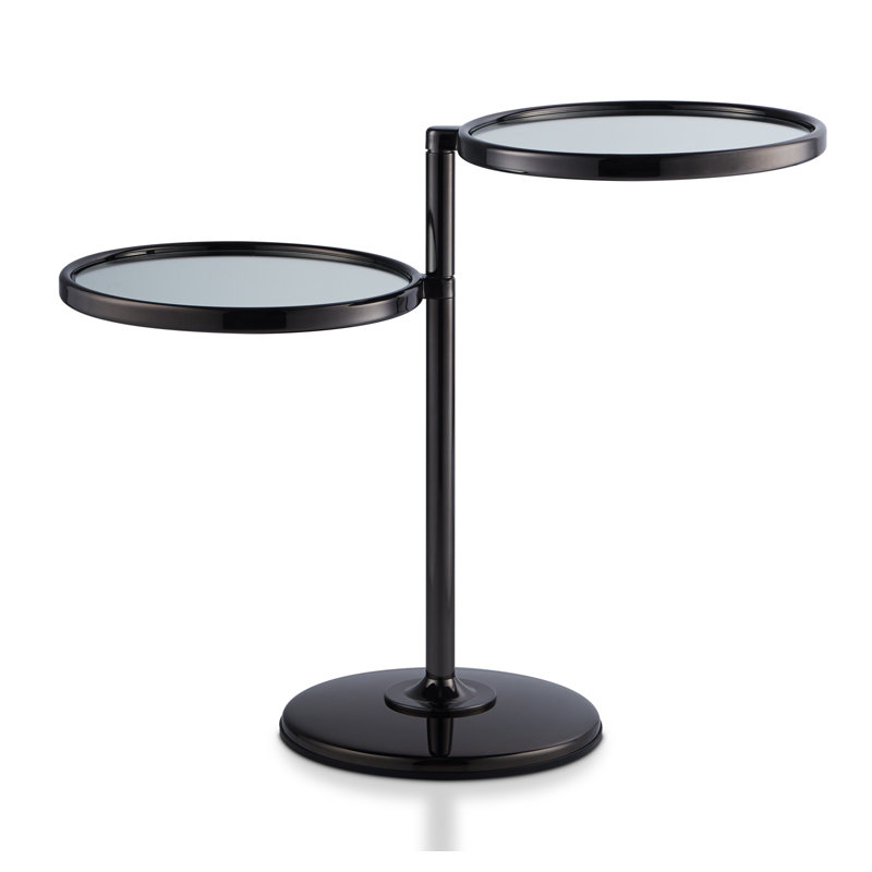 Glass Top Pedestal End Table, Black