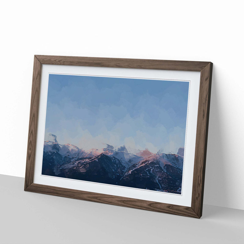 Mountain Horizon in France in Abstract - Framed Print, 48cm H x 65cm W x 2cm D, Walnut Framed