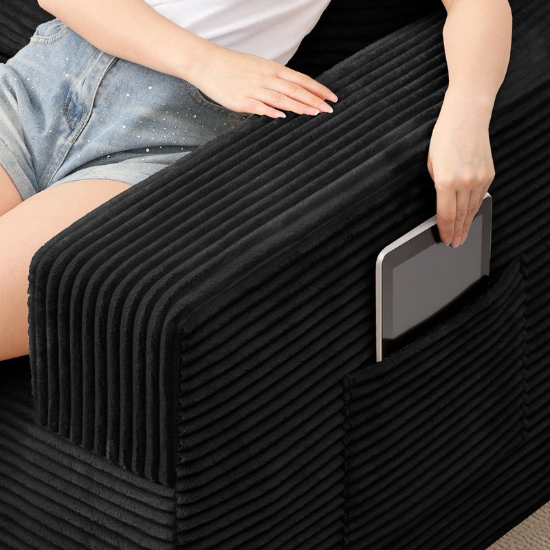 Canapé modulaire de 105 po avec canapé modulaire 105 po, Noir, Orienté à gauche (vu de face)