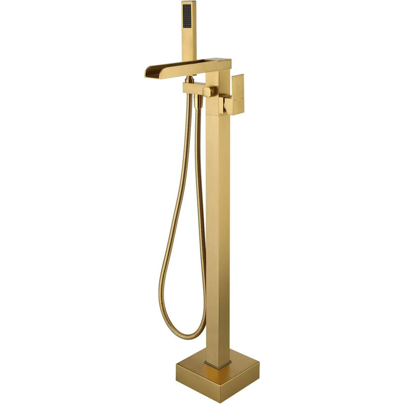 Robinet de baignoire autoportant monocommande à fixation au sol avec douche à main