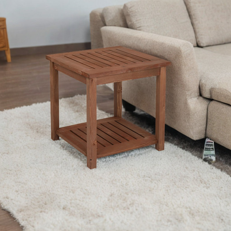 Table de bout en bois massif avec rangement Mcowoo