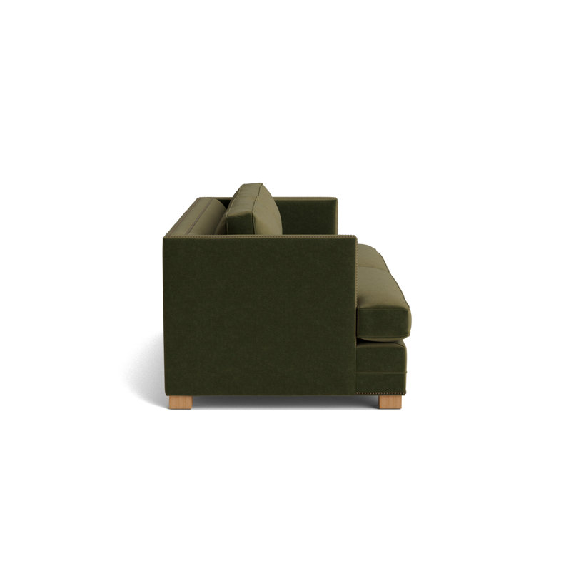 Keaton With Nails 84 Sofa, Performance Velvet - Balsam, Natural, Antique Brass