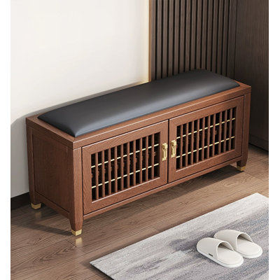 Banc de rangement en bois massif Traditional