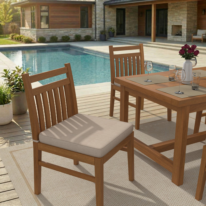Sunbrella Indoor/Outdoor Dining Chair Cushion, 20" W x 20" D, Sunbrella® Canvas Flax