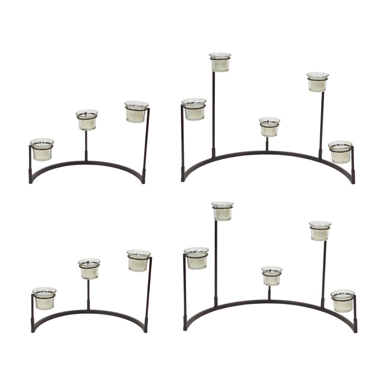 Multi-Level Stand 4 Piece Metal Candelabra Set