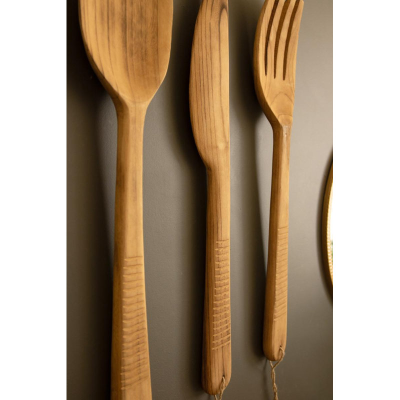 ENSEMBLE DE TROIS USTENSILES EN BOIS sculpté