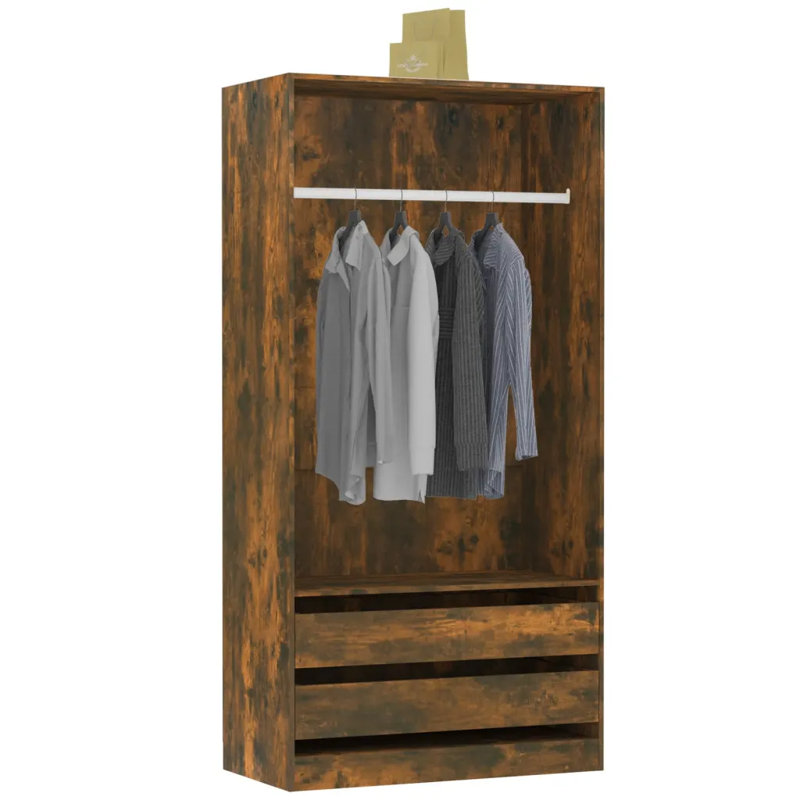 Adiel Manufactured Wood Wardrobe, Smoked Oak