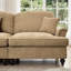 Canapé modulaire classique avec tissu en chenille doux, soutien du corps en forme de pétale et confortable en café, accoudoirs évasés 2 pièces, jupes de plis à volants amovibles, siège à pattes et siège café,-570719006