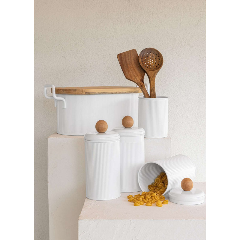 Ensemble de boîte de rangement durable (3 pièces), blanc, 3,9 x 3,9 x 8,7 pouces | 100% acier galvanisé, résistant à la rouille | Idéal pour organiser la maison et le bureau, conception peu encombrante, facile à nettoyer, ne va pas au lave-vaisselle ni au micro-ondes
