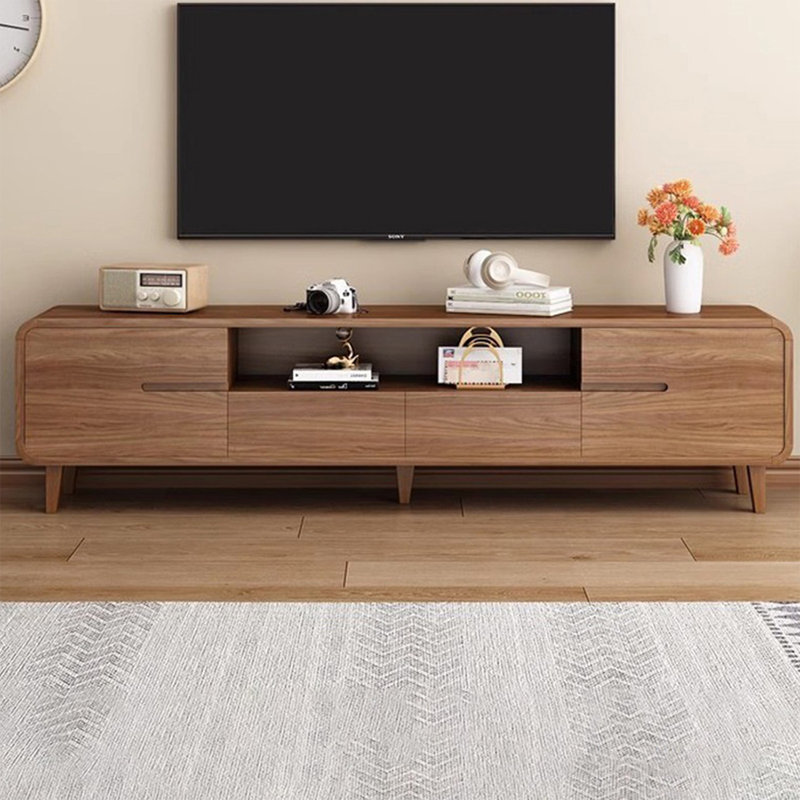 Meuble télé moderne en bois manufacturé noyer, 17.72"H x 62.99"L x 11.81"W, Noyer