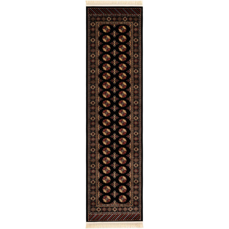 Traditional Hinshaw Runner Rug Black Color, Runner 2'7" x 10'