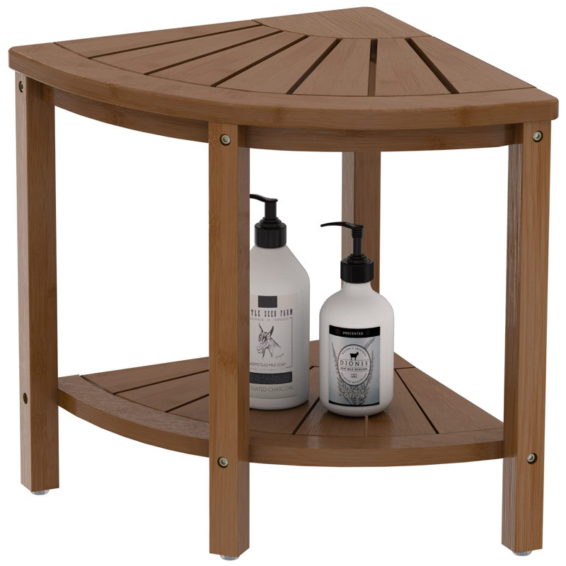 15.8'' W Wood Shower Bench, Walnut
