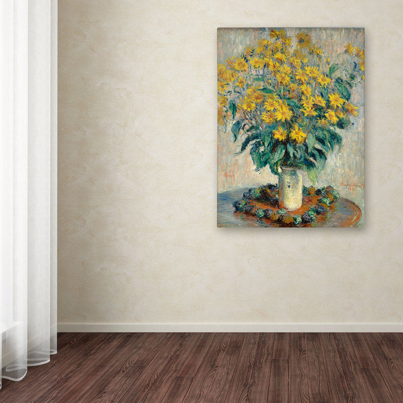 Jerusalem Artichoke Flowers by Claude Monet - Print on  Canvas, 47" H x 35" W x 2" D