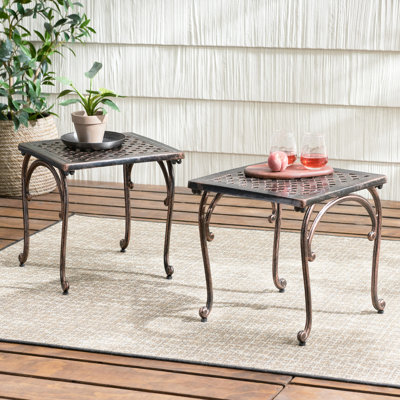 Paire de tables d'appoint en aluminium coulé Kd H 18 po x l 18 po avec pieds bouclés et patio pour patio 2 pièces