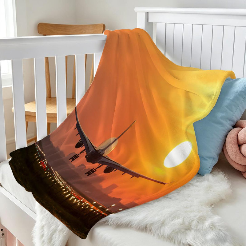 Jeté en molleton orange ultra doux en flanelle orange, imprimé Wonderful Sunrise, Throw 30" x 40"